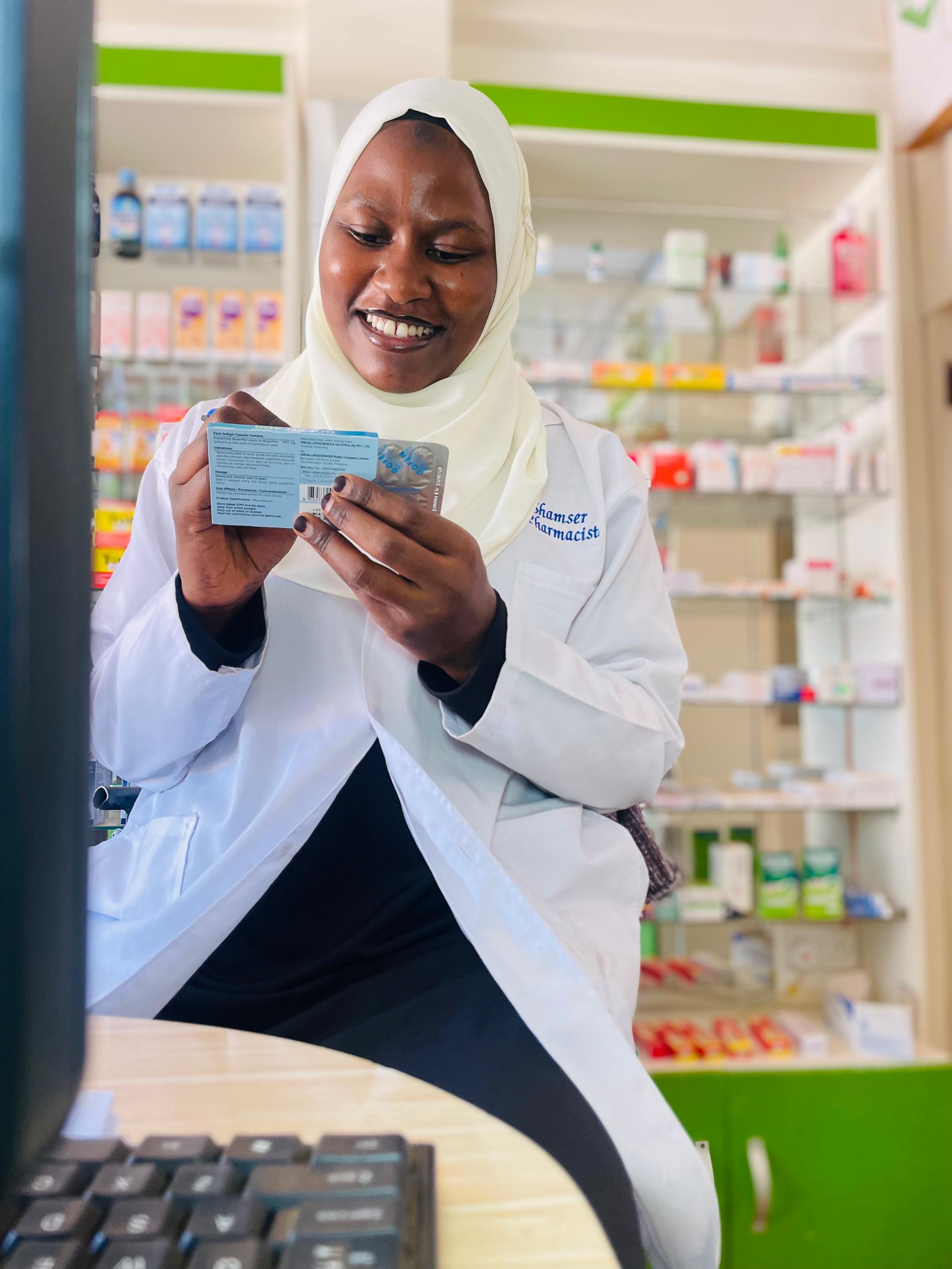 Pharmacy technician dispensing medication